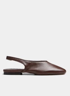 Emmett chocolate brown leather strapped ballet flats