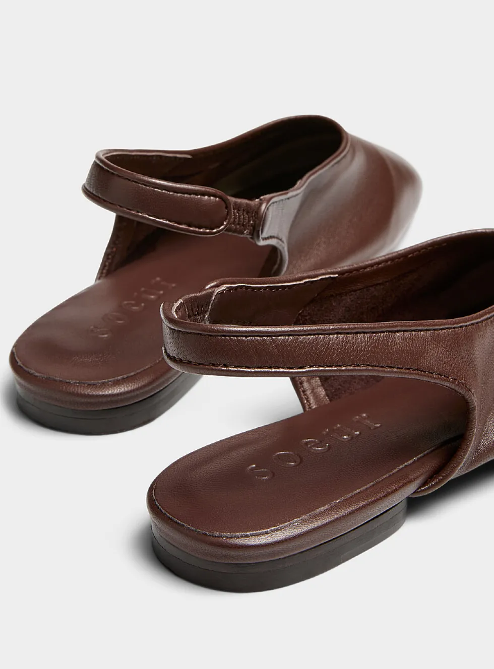 Emmett chocolate brown leather strapped ballet flats