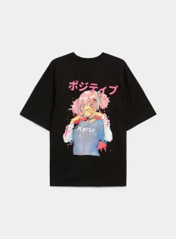 Emo anime graphic T-shirt