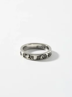 Engraved gothic inscription ring