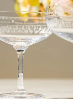 Engraved oval cocktail glasses