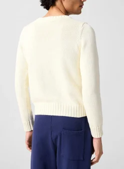 Equestrian pattern cotton knit sweater