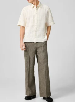 Eron wide-leg heathered beige pant