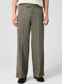 Eron wide-leg heathered beige pant