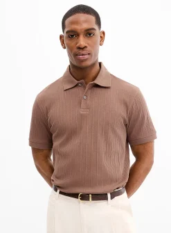 Etched stripe jersey polo