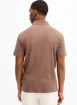 Etched stripe jersey polo
