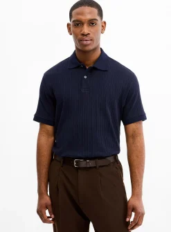 Etched stripe jersey polo