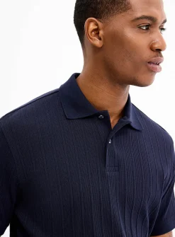 Etched stripe jersey polo