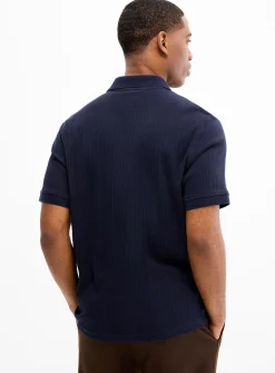 Etched stripe jersey polo