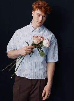 Etched stripe linen shirt