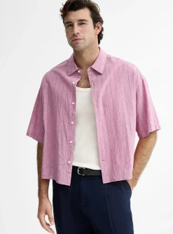 Etched stripe linen shirt