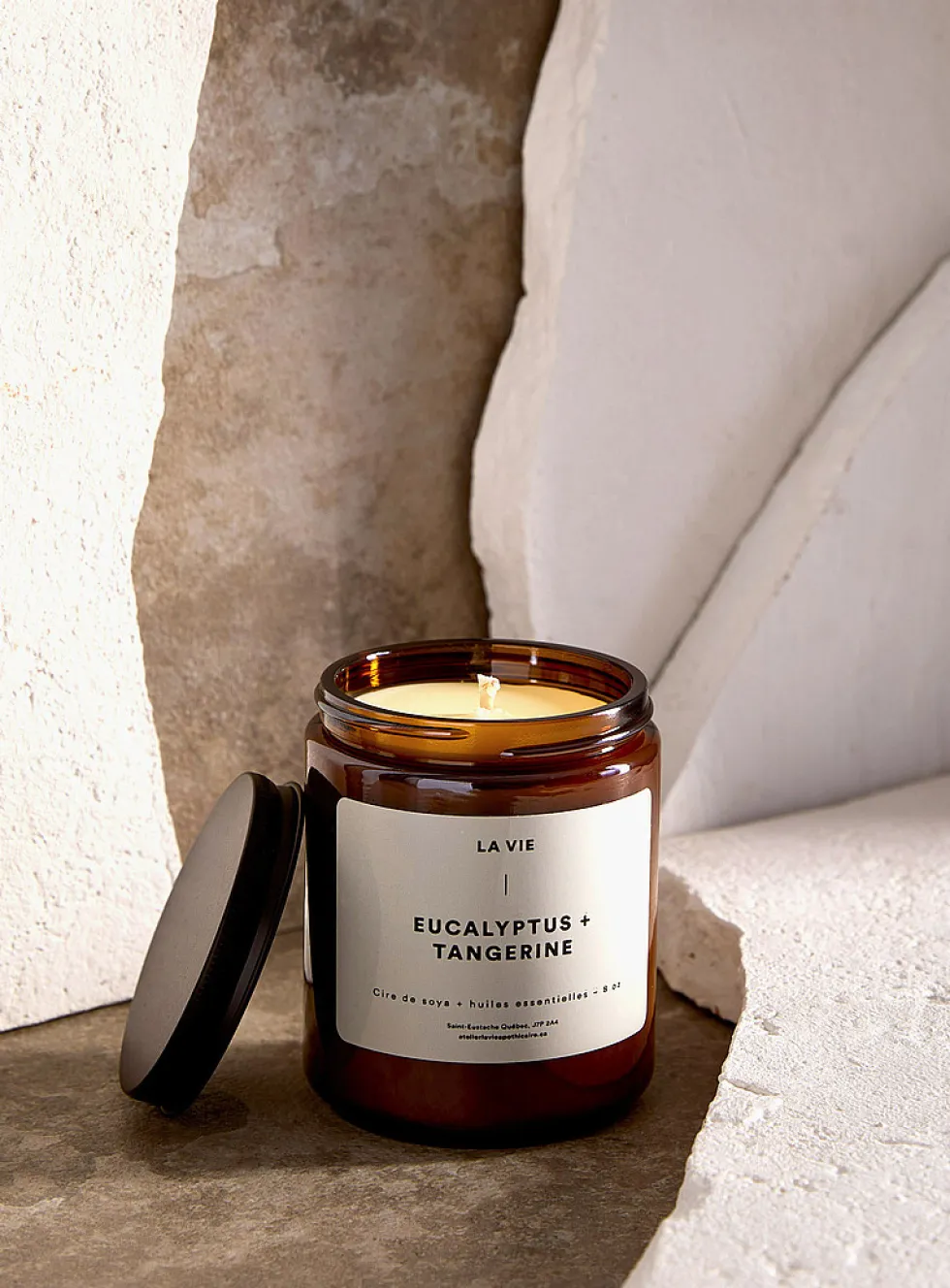 Eucalyptus and tangerine scented candle