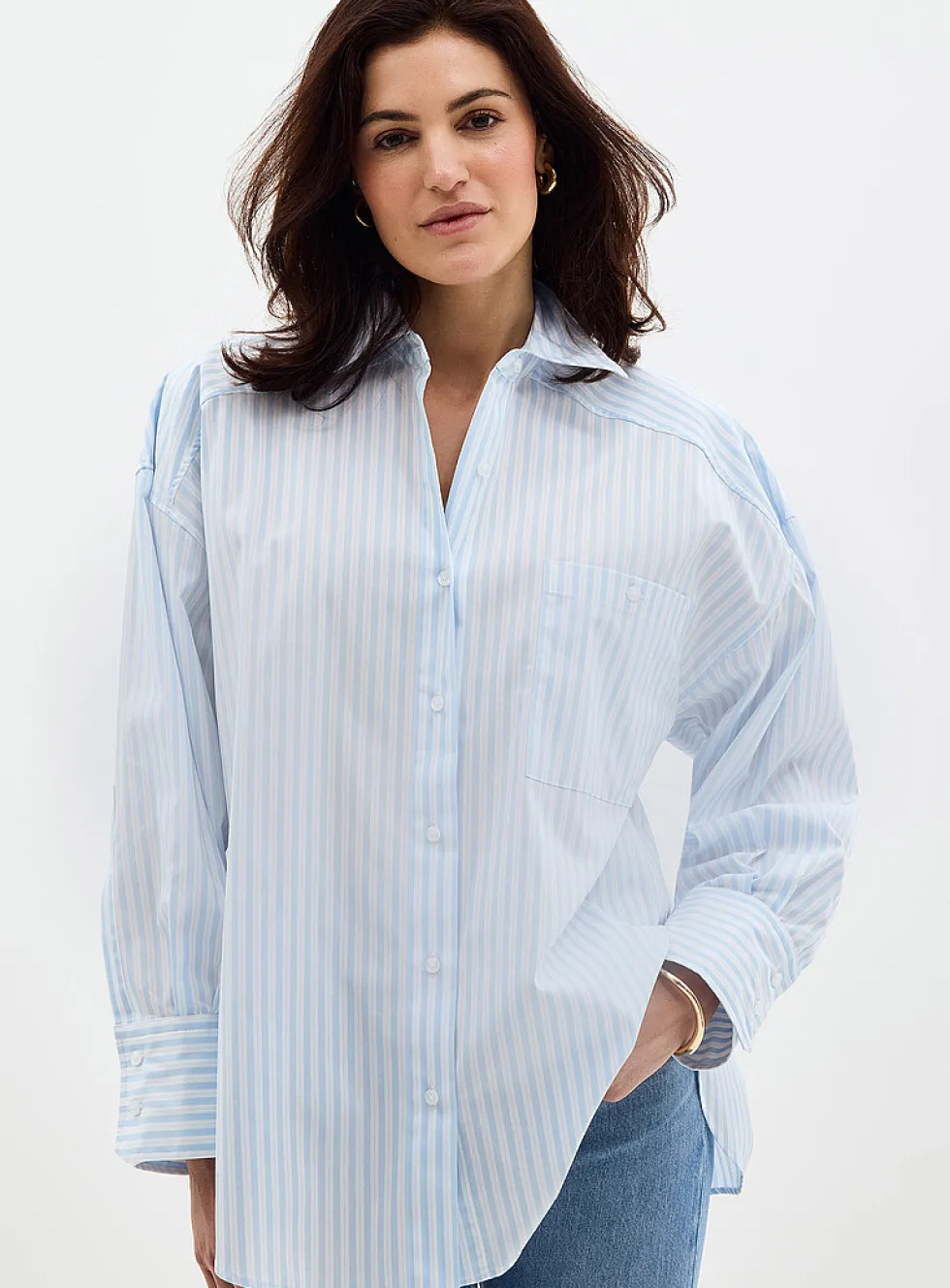Eustyna blue stripes loose shirt