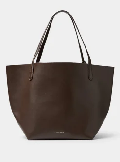 Everyday chocolate grained leather XL tote bag