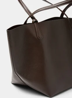 Everyday chocolate grained leather XL tote bag