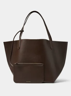 Everyday chocolate grained leather XL tote bag