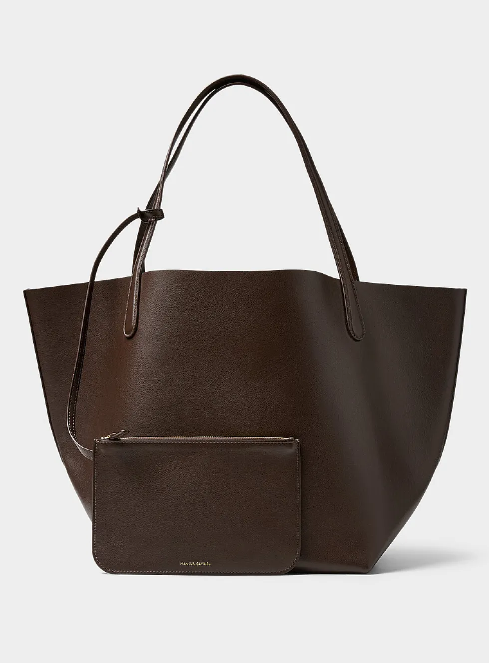 Everyday chocolate grained leather XL tote bag