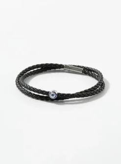 Evil eye braided leather bracelet