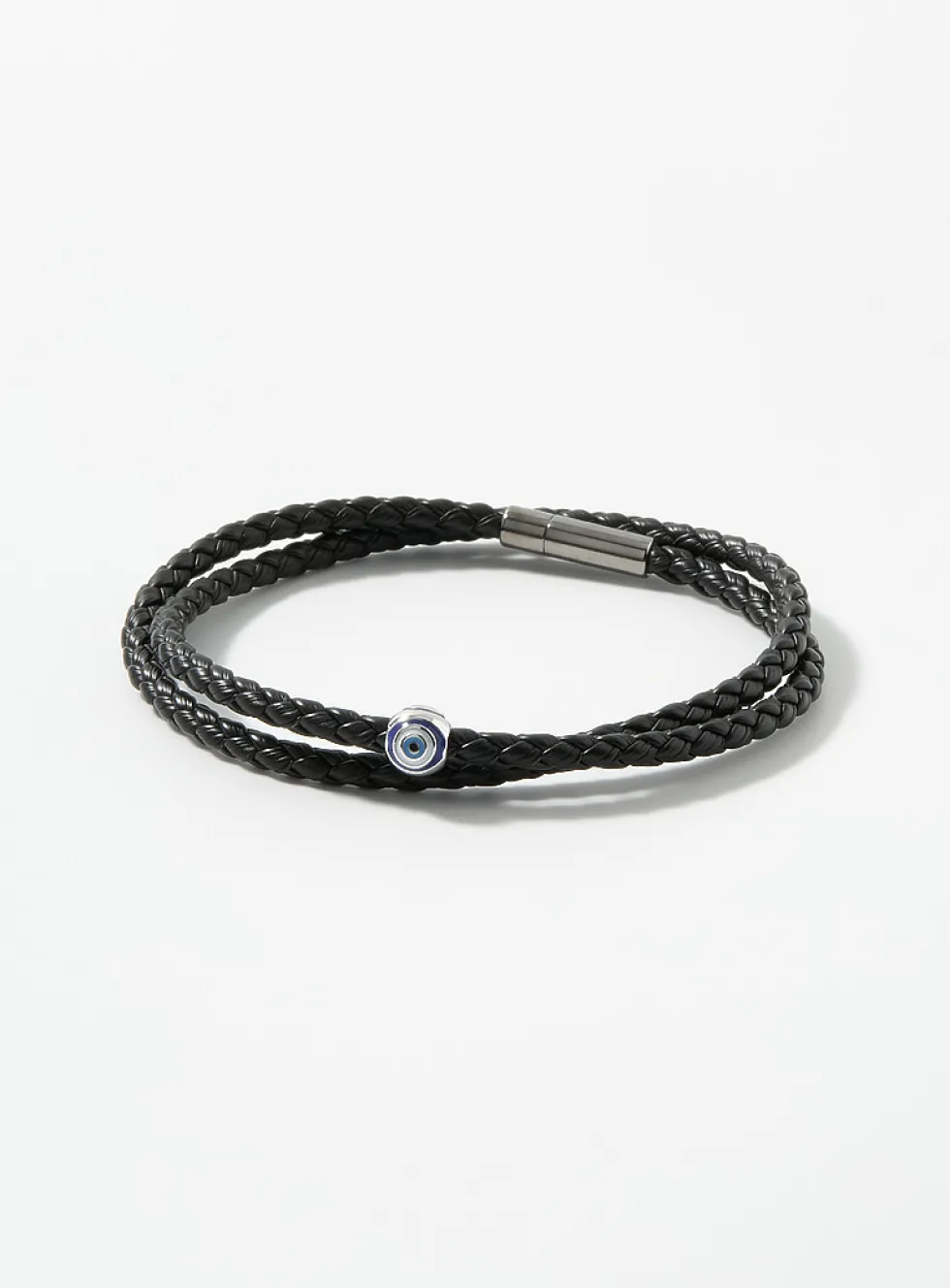 Evil eye braided leather bracelet