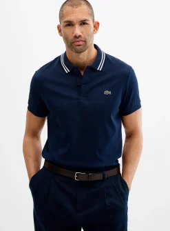Exclusive striped-collar jersey polo