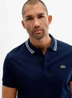 Exclusive striped-collar jersey polo