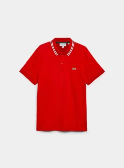 Exclusive striped-collar jersey polo
