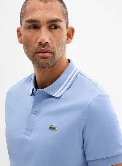Exclusive striped-collar jersey polo
