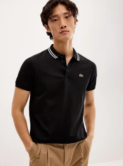 Exclusive striped-collar jersey polo