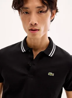 Exclusive striped-collar jersey polo