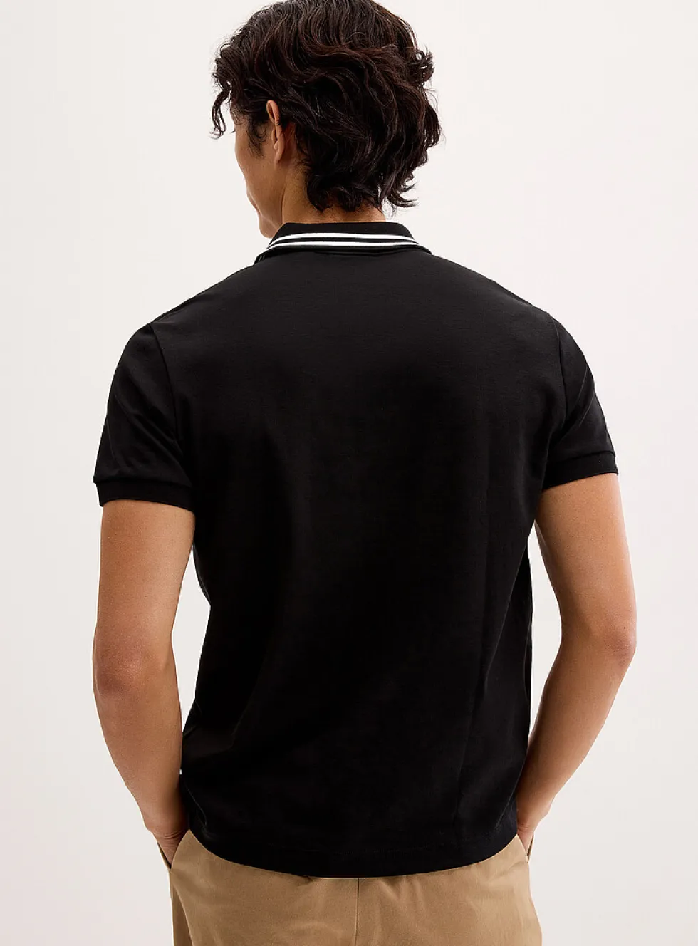 Exclusive striped-collar jersey polo