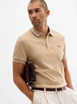 Exclusive striped-collar jersey polo