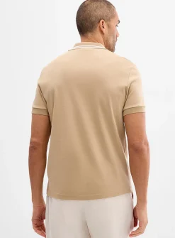 Exclusive striped-collar jersey polo