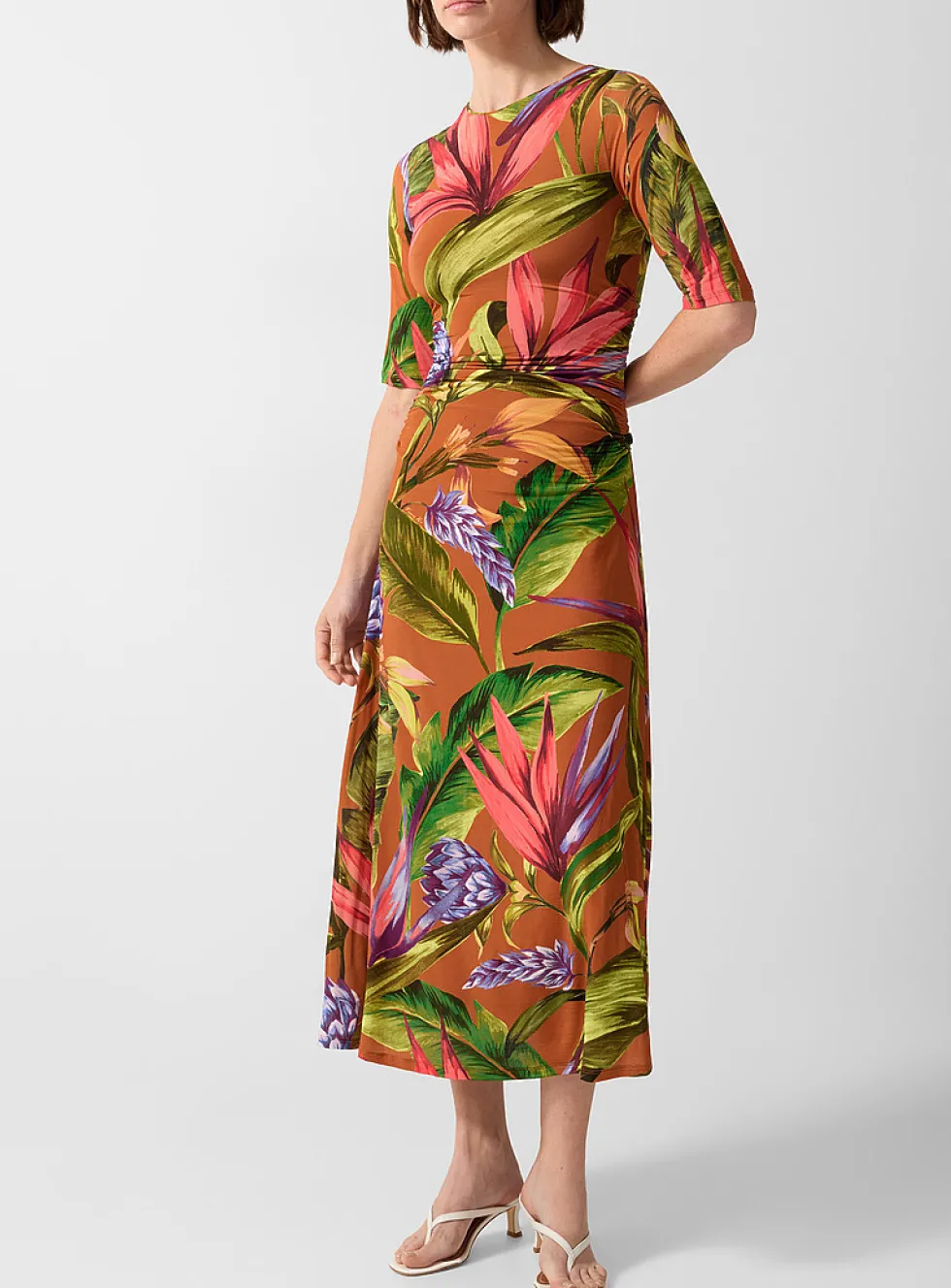 Exotic flora soft jersey maxi dress