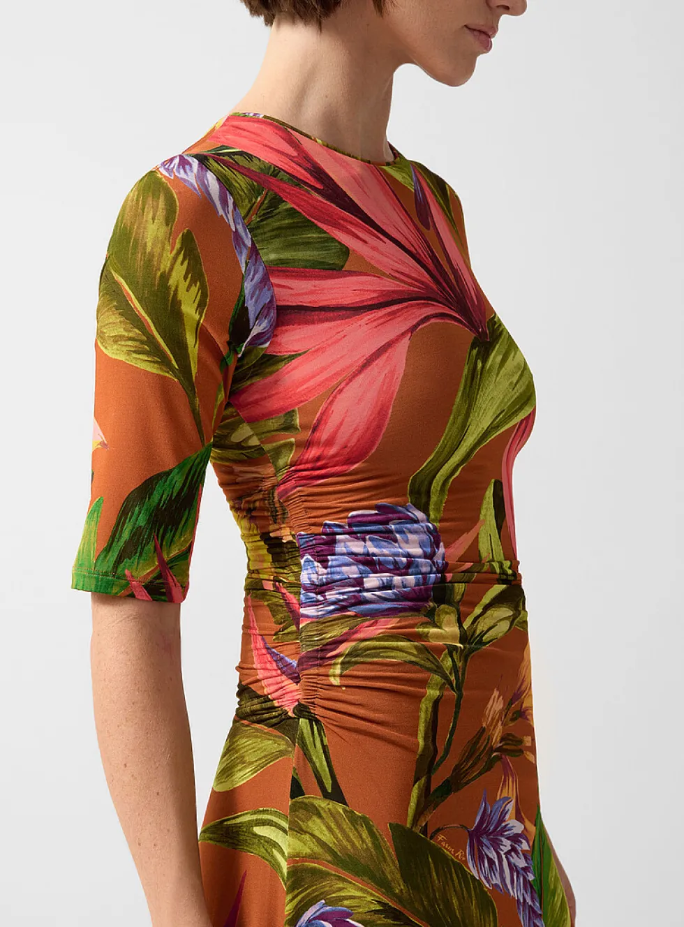 Exotic flora soft jersey maxi dress
