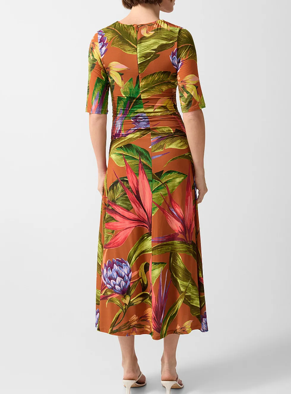 Exotic flora soft jersey maxi dress