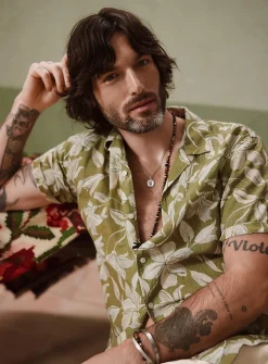 Exotic flower linen shirt