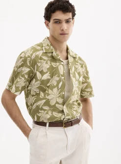 Exotic flower linen shirt