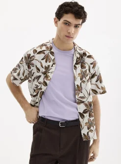 Exotic flower linen shirt
