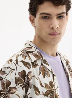 Exotic flower linen shirt