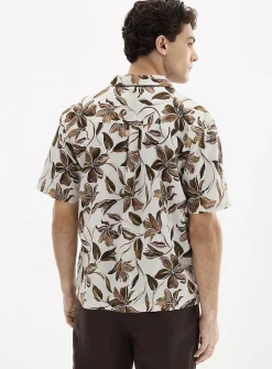 Exotic flower linen shirt