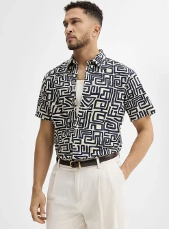 Exotic pattern linen shirt