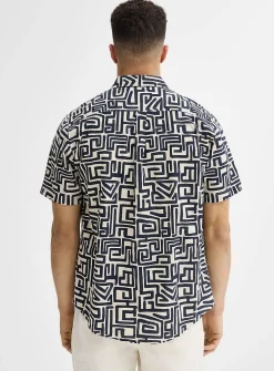 Exotic pattern linen shirt