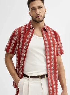 Exotic pattern linen shirt
