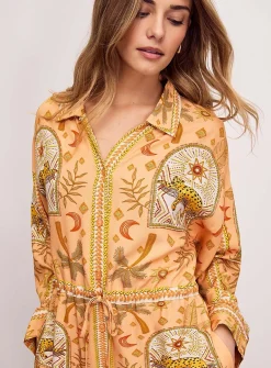 Exotic print maxi shirtdress