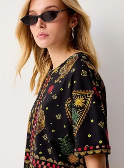 Exotic print T-shirt minidress