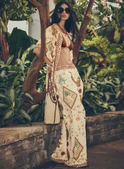 Exotic print wide-leg pant