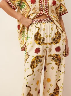 Exotic print wide-leg pant