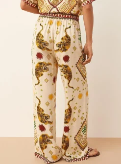 Exotic print wide-leg pant