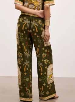 Exotic print wide-leg pant