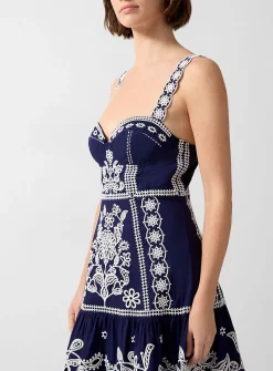 Exotic Richelieu embroidery midi dress